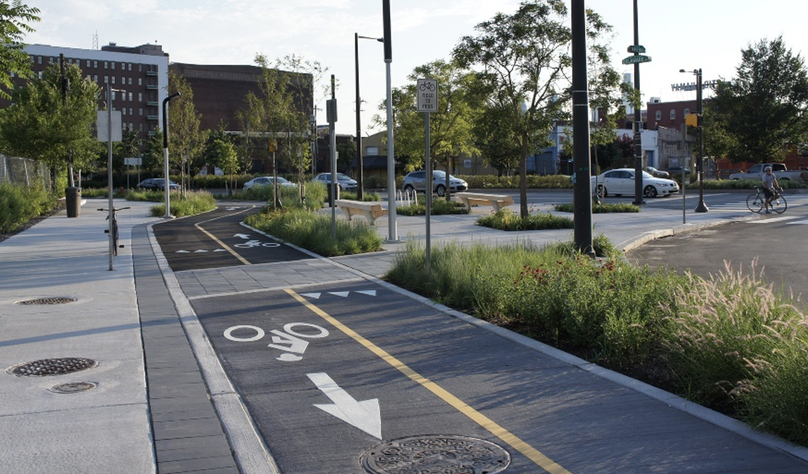 Example of a bi-directional cycle track 